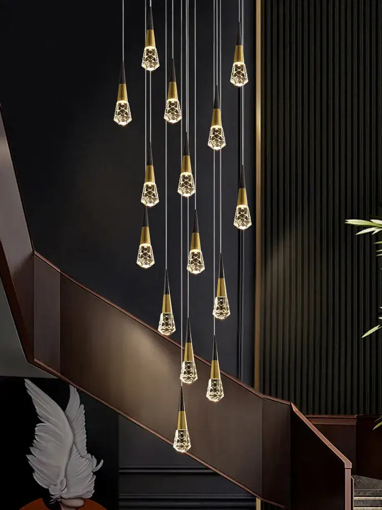 Modern gold decorbites crystal chandelier for stairwell and living room