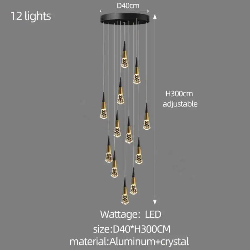 Modern gold decorbites crystal chandelier for stairwell and living room