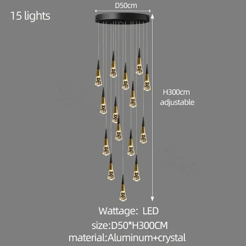 Modern gold decorbites crystal chandelier for stairwell and living room