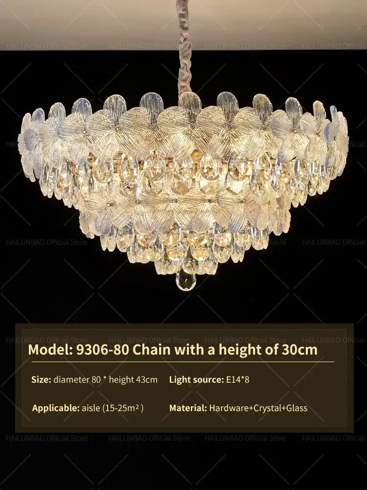 DecorBites™ Crystal Chandelier: French Cream Style Light Luxury for Living Room and Master Bedroom