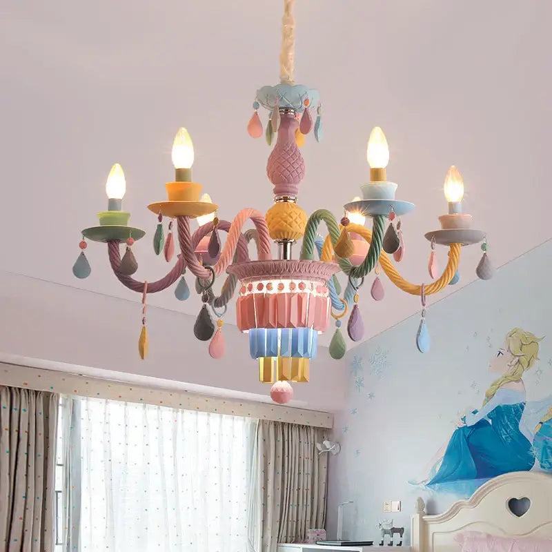 Pastel multi color decorbites crystal chandelier girl bedroom lamp