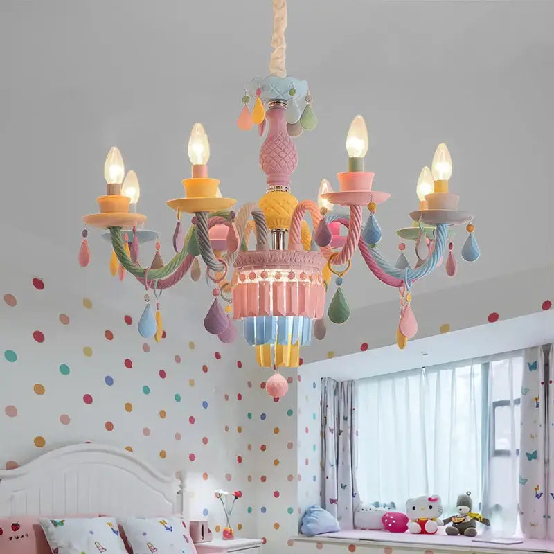 Pastel decorbites crystal chandelier for girl bedroom lighting
