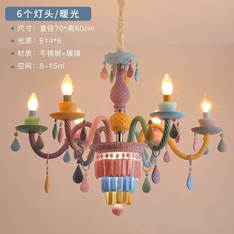 Pastel decorbites crystal chandelier for girl bedroom lighting