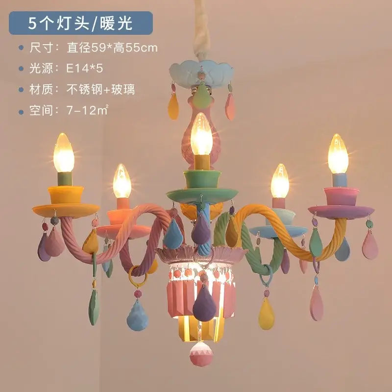 Pastel decorbites crystal chandelier for girl bedroom lighting