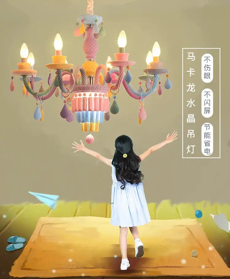 Pastel decorbites crystal chandelier for girl bedroom lighting