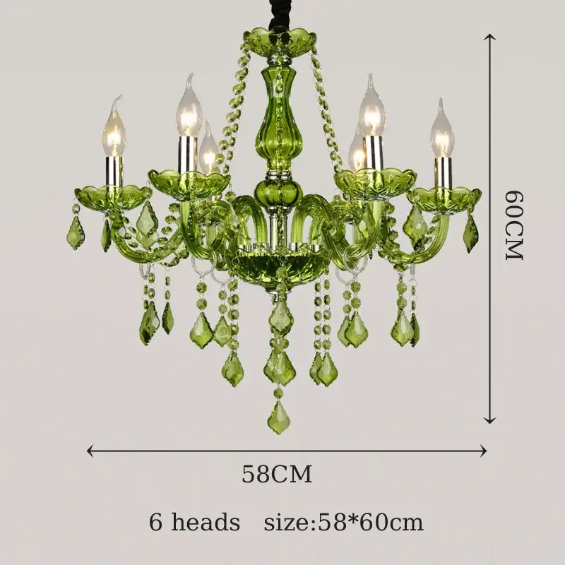 DecorBites™ Crystal Chandelier: Glamorous Green Lighting for Wedding Parlor, Bedroom, and More