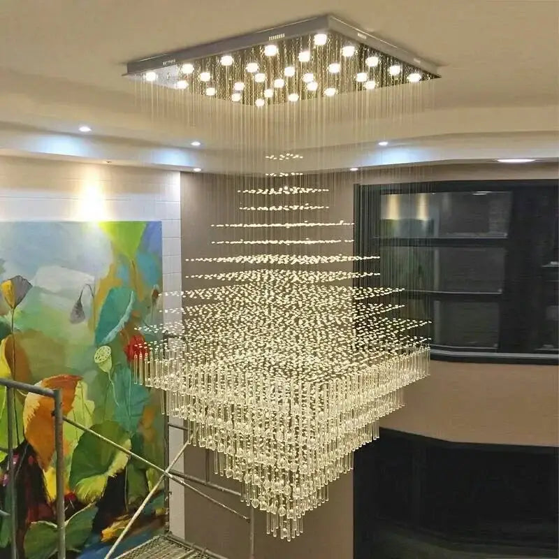 DecorBites™ Crystal Chandelier: Glittering Ceiling Light for Living Room & Hotel Lobby