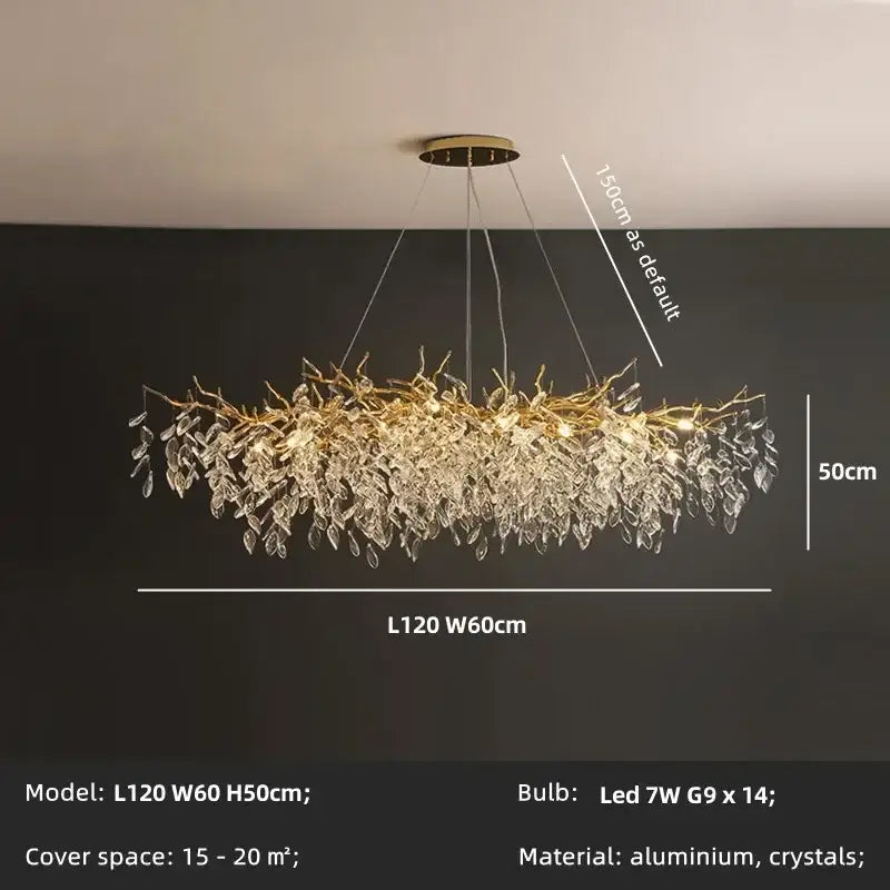 DecorBites™ Crystal Chandelier: Gold Branch Lustre Pendant Light for Dining Room