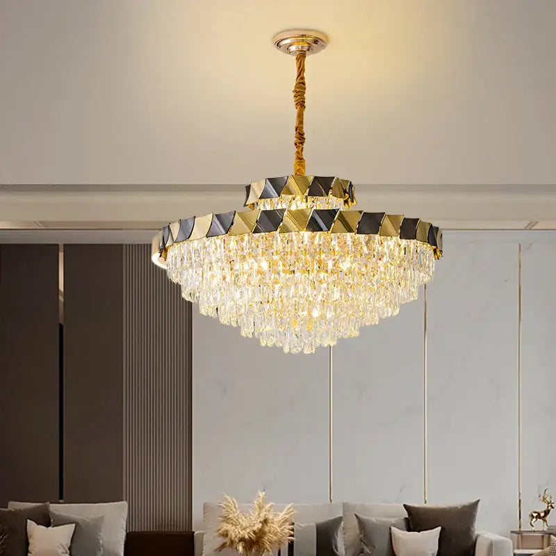 DecorBites™ Crystal Chandelier: High-End Luxury Lighting for Living Room, Restaurant & More