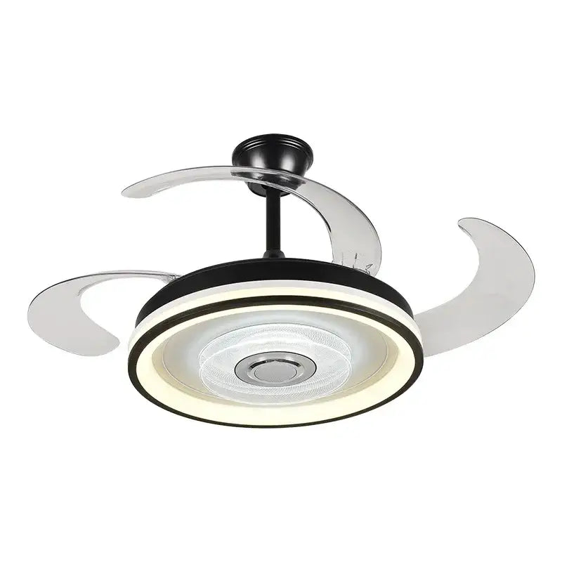 Modern black & white crystal chandelier led ceiling fan living room