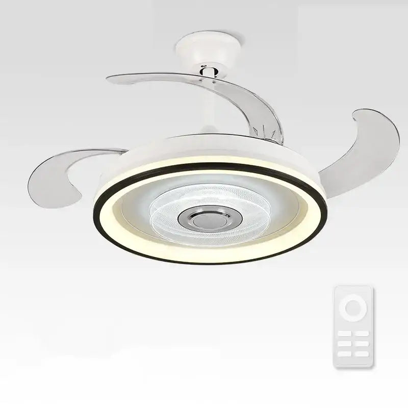Modern black & white crystal chandelier led ceiling fan living room