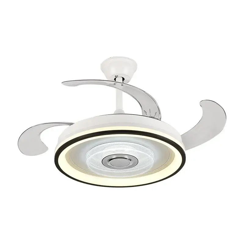 Modern black & white crystal chandelier led ceiling fan living room