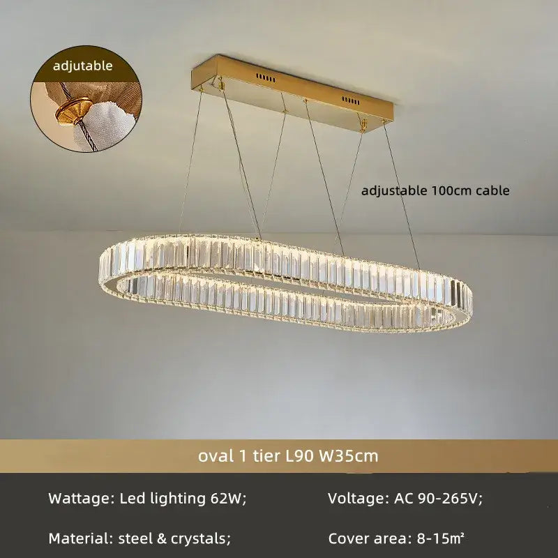 DecorBites™ Crystal Chandelier: LED Dimmable Pendant Light for Stairs, LED Luminaria Fixture