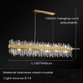Modern gold oval crystal chandelier led dining room light
