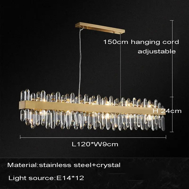 Modern gold oval crystal chandelier led dining room light