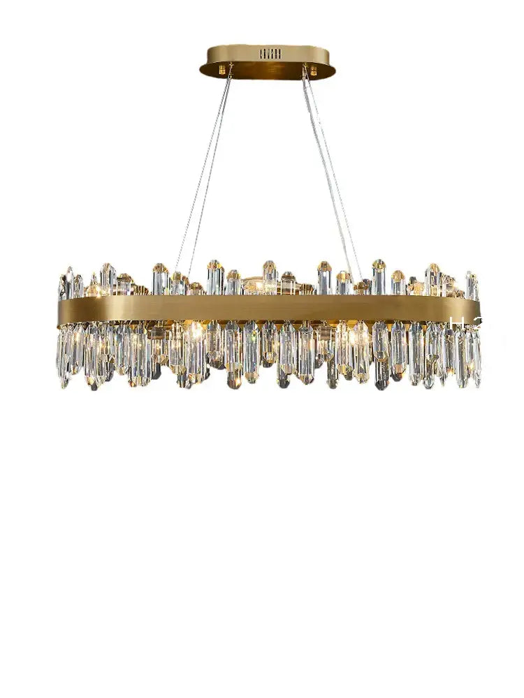 Modern gold oval crystal chandelier led dining room light