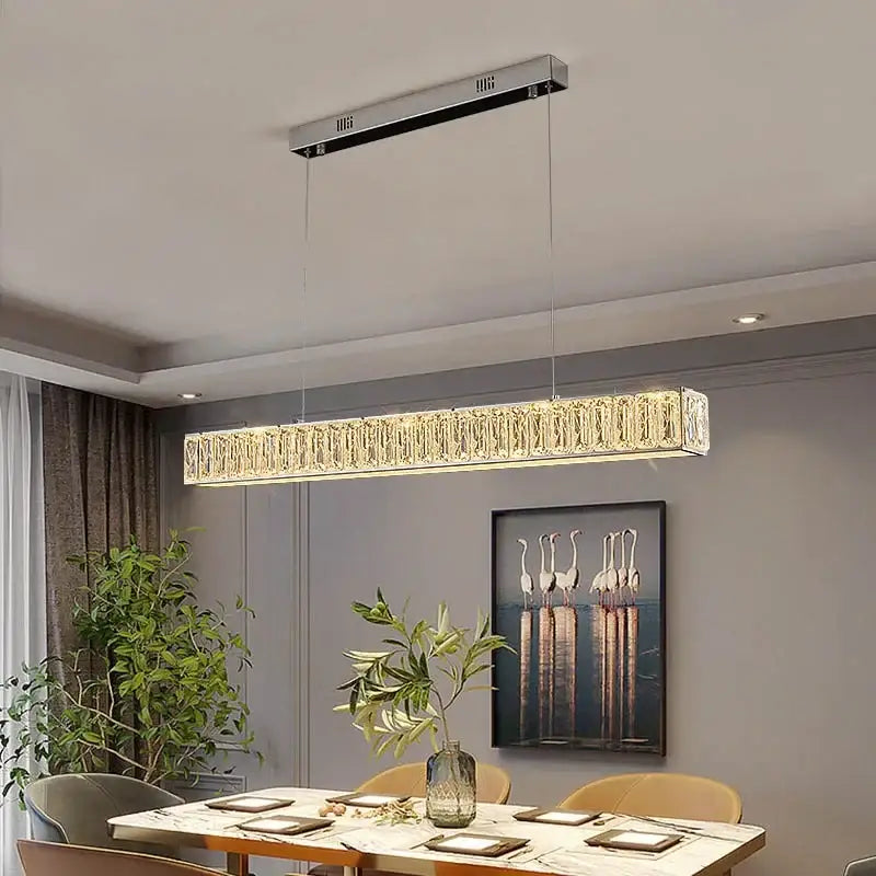 Modern golden crystal chandelier led dining room pendant light