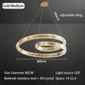 Modern gold double ring crystal chandelier led light fixture dining room