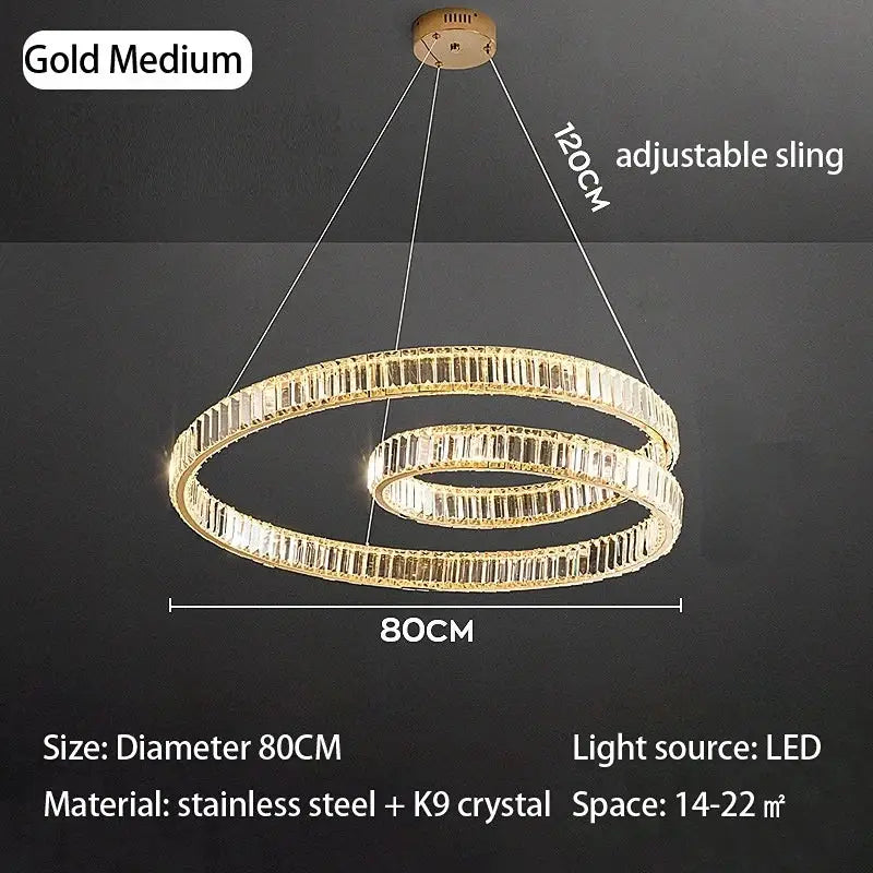Modern gold crystal chandelier led light fixture dining room