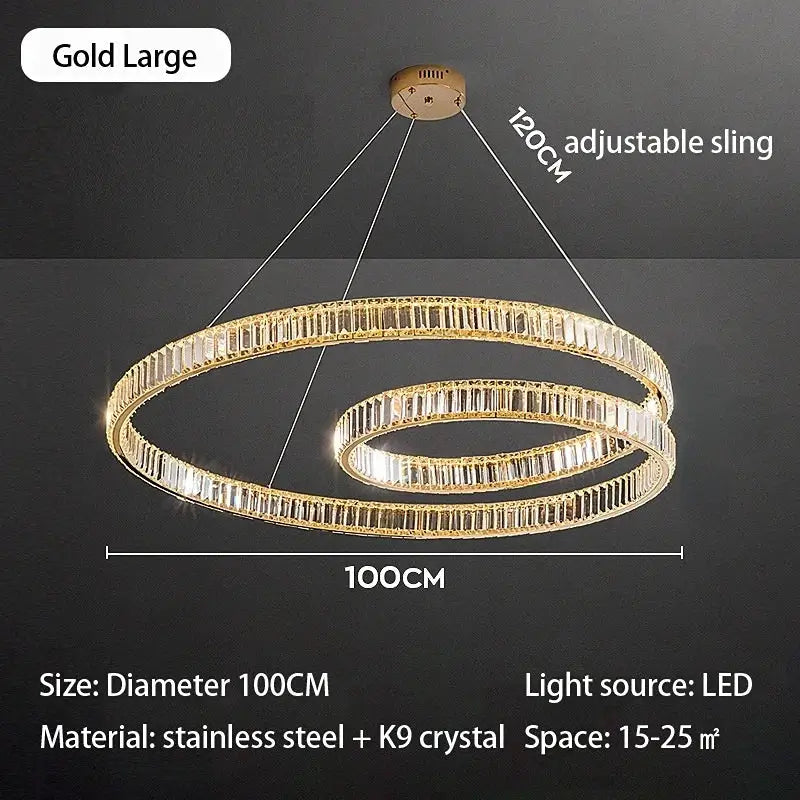 Modern gold crystal chandelier led light fixture dining room