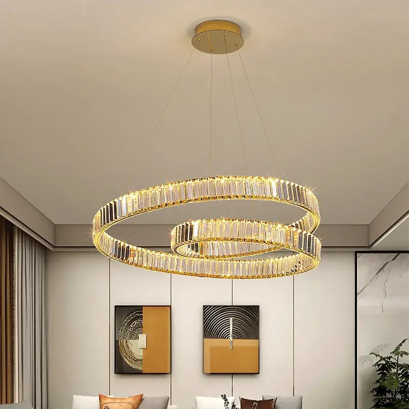 Modern gold crystal chandelier led light fixture dining room