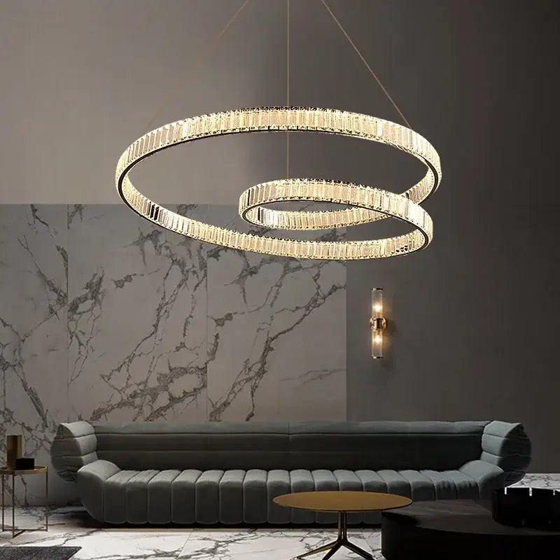Modern gold crystal chandelier led light fixture dining room