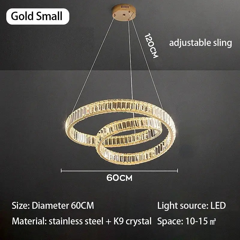 Modern gold crystal chandelier led light fixture dining room