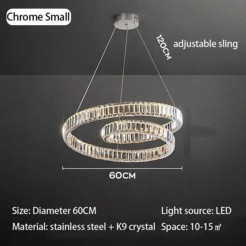 Modern gold crystal chandelier led light fixture dining room