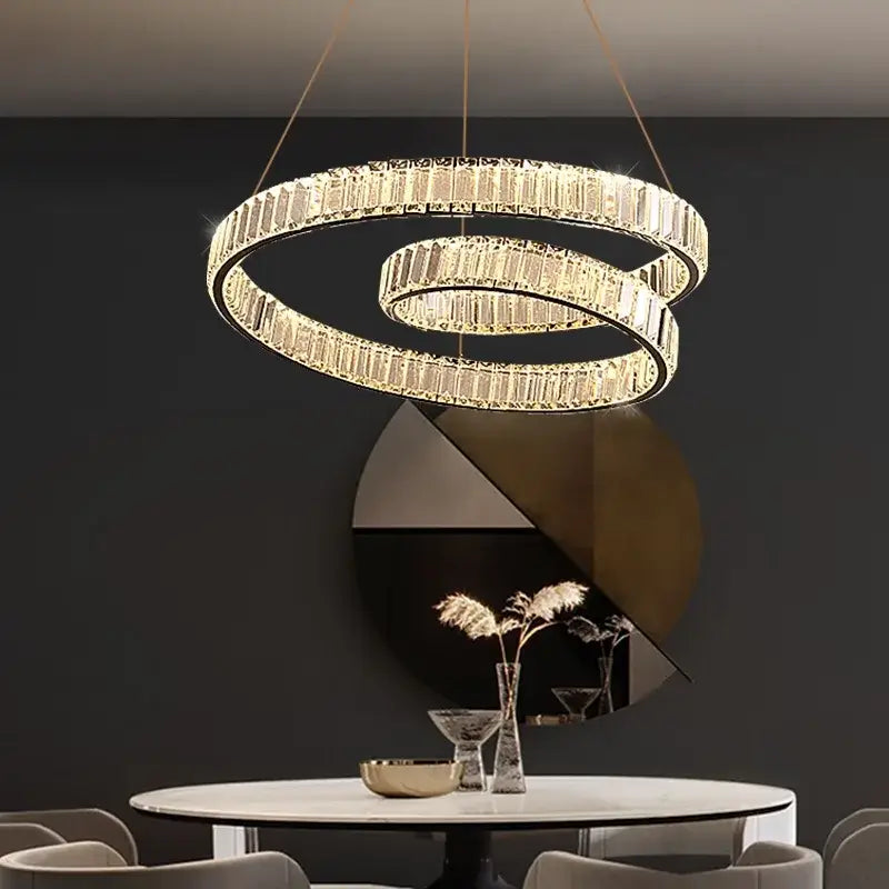 Modern gold crystal chandelier led light fixture dining room