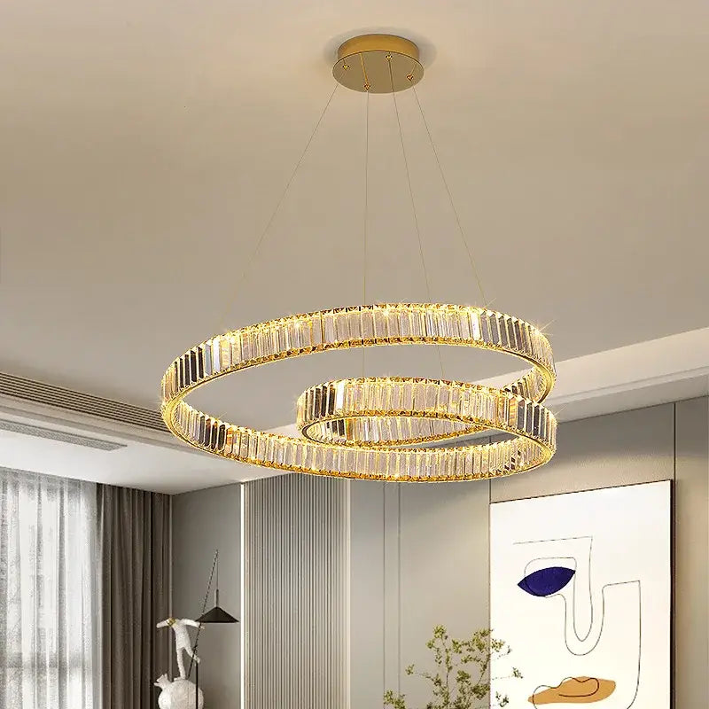 Modern gold crystal chandelier led light fixture dining room