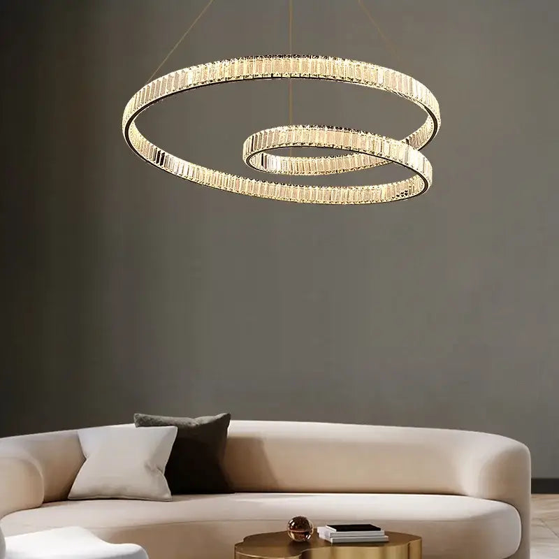 Modern gold crystal chandelier led light fixture dining room