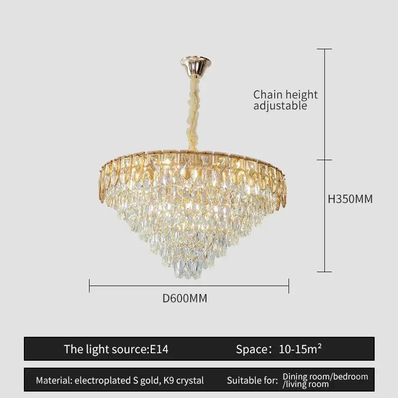 Luxury blue & gold tiered decorbites crystal chandelier living room