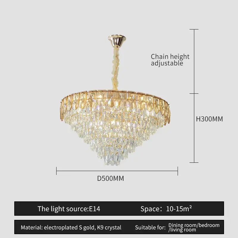 Luxury blue & gold tiered decorbites crystal chandelier living room