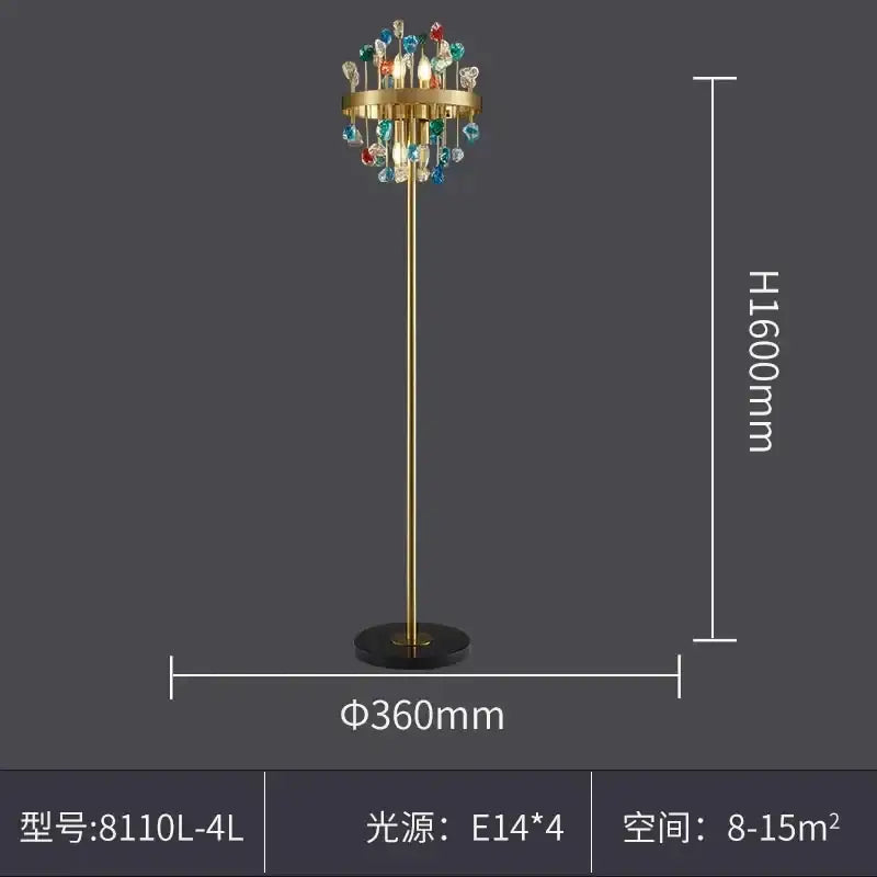 Multicolor crystal chandelier gold lighting fixture for dining room