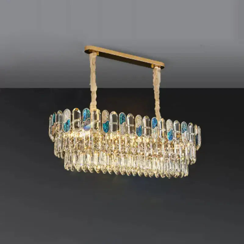 Gold and blue crystal chandelier led living room lighting