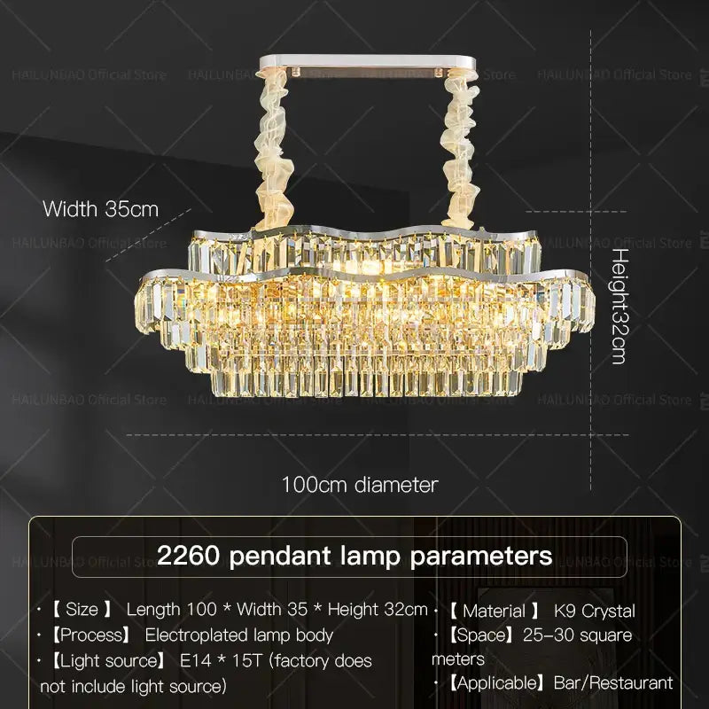 Decorbites crystal chandelier golden layered light for living room