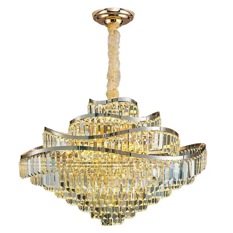 Decorbites crystal chandelier golden layered light for living room