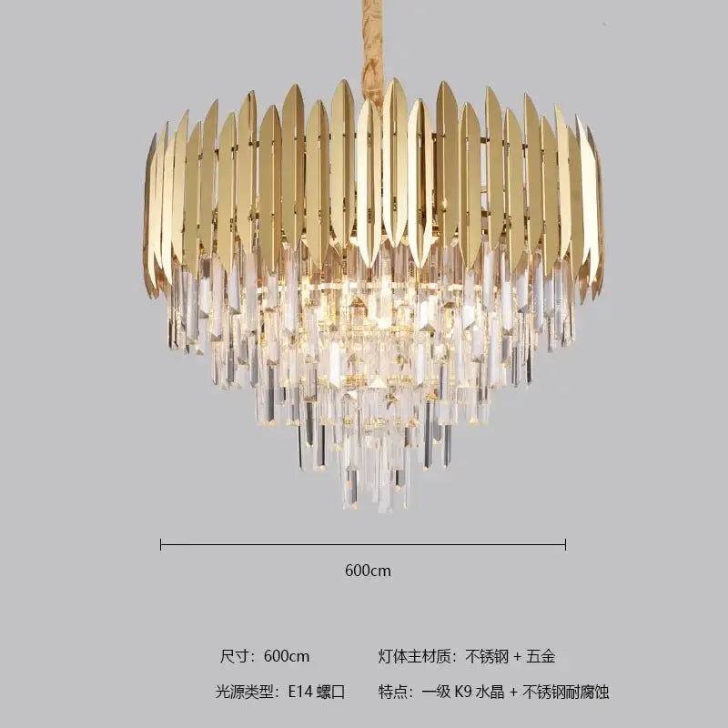 Modern gold tiered decorbites crystal chandelier living room pendant light
