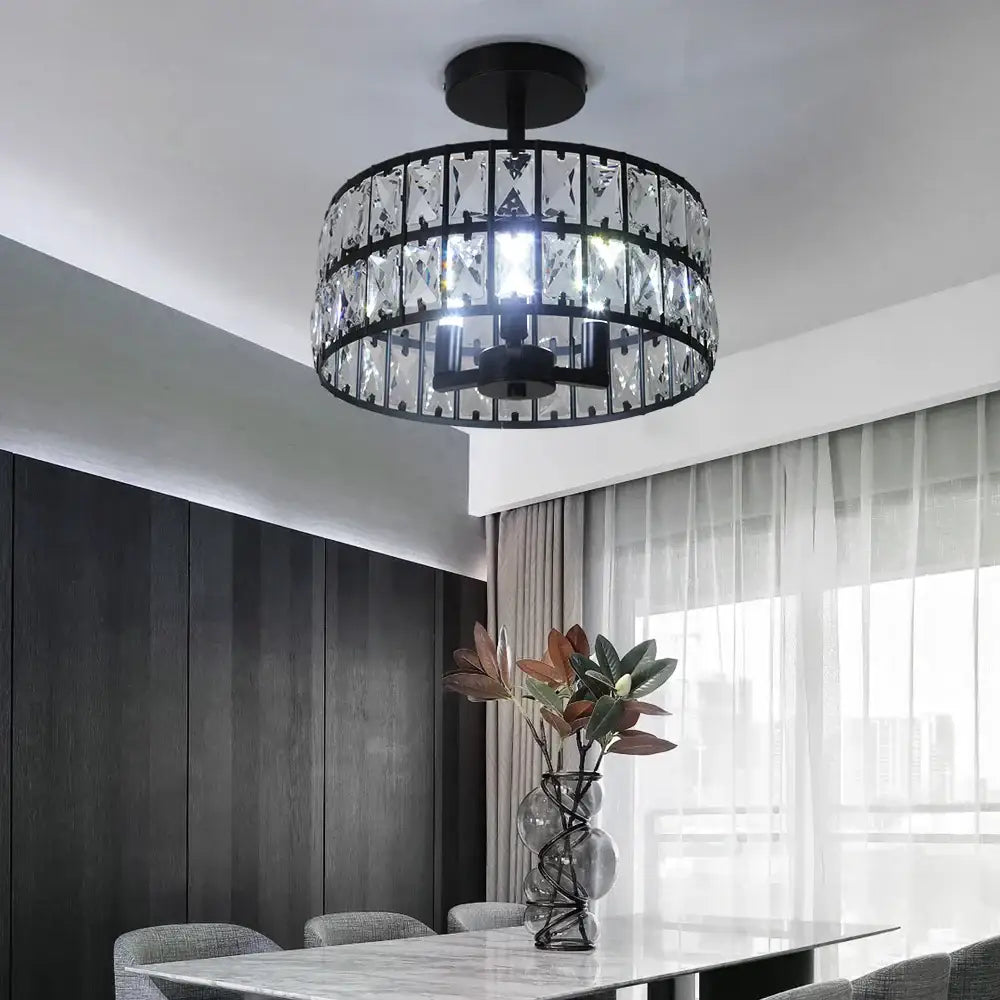 Modern gold tiered crystal chandelier led pendant light dining room