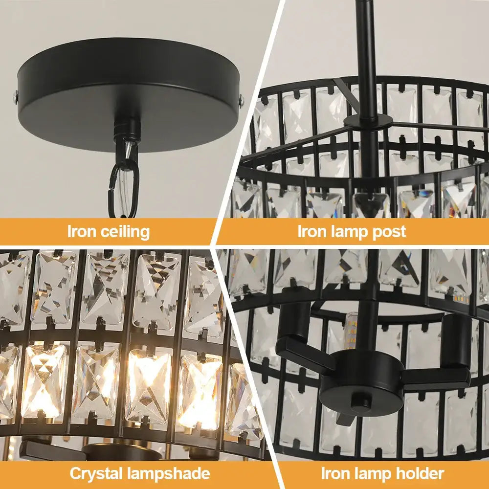 Modern gold tiered crystal chandelier led pendant light dining room