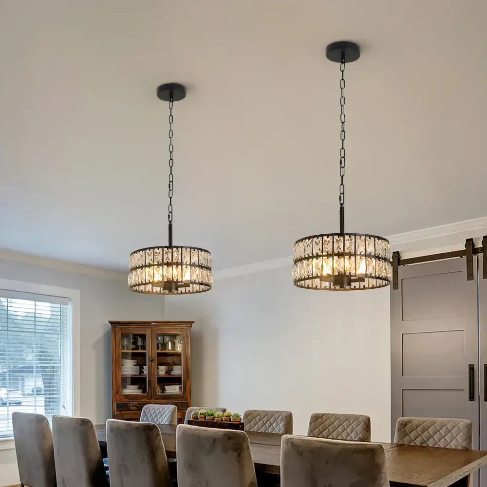 Modern gold tiered crystal chandelier led pendant light dining room