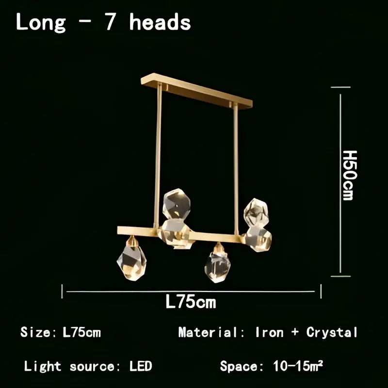 Modern gold geometric crystal chandelier led – dining room pendant lights