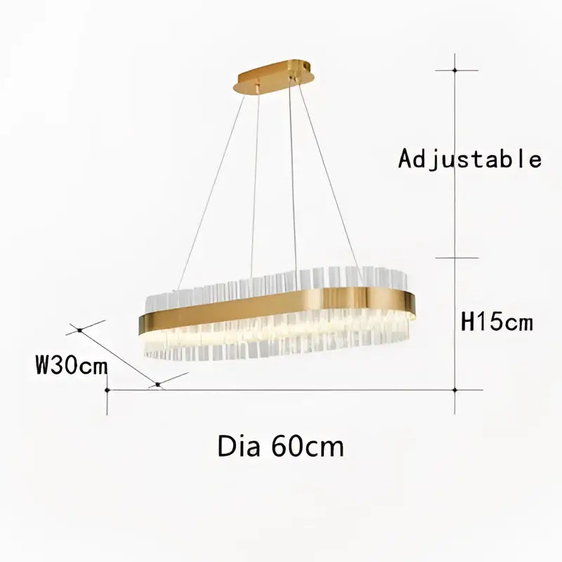 Modern gold crystal led ring chandelier for dining room
