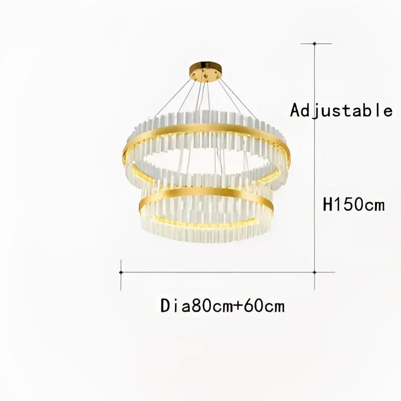 Modern gold crystal chandelier led ring lamp dining room decor