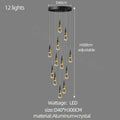 Modern gold crystal chandelier led staircase light for living room