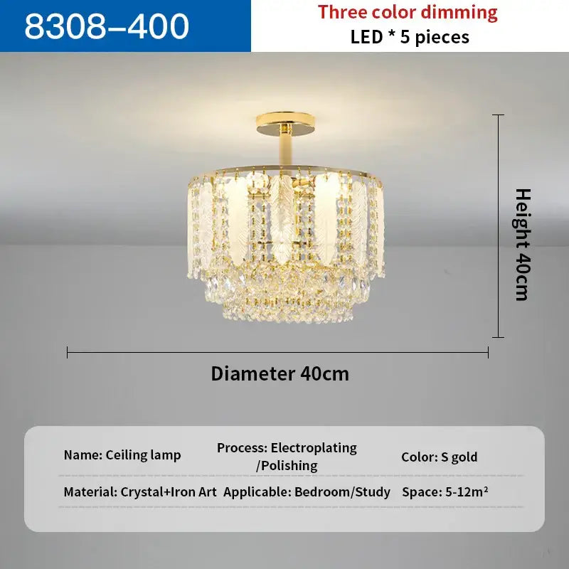 Elegant tiered gold crystal chandelier light for dining room
