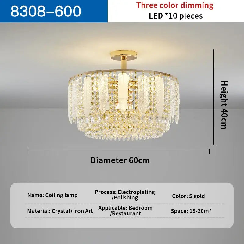 Elegant tiered gold crystal chandelier light for dining room