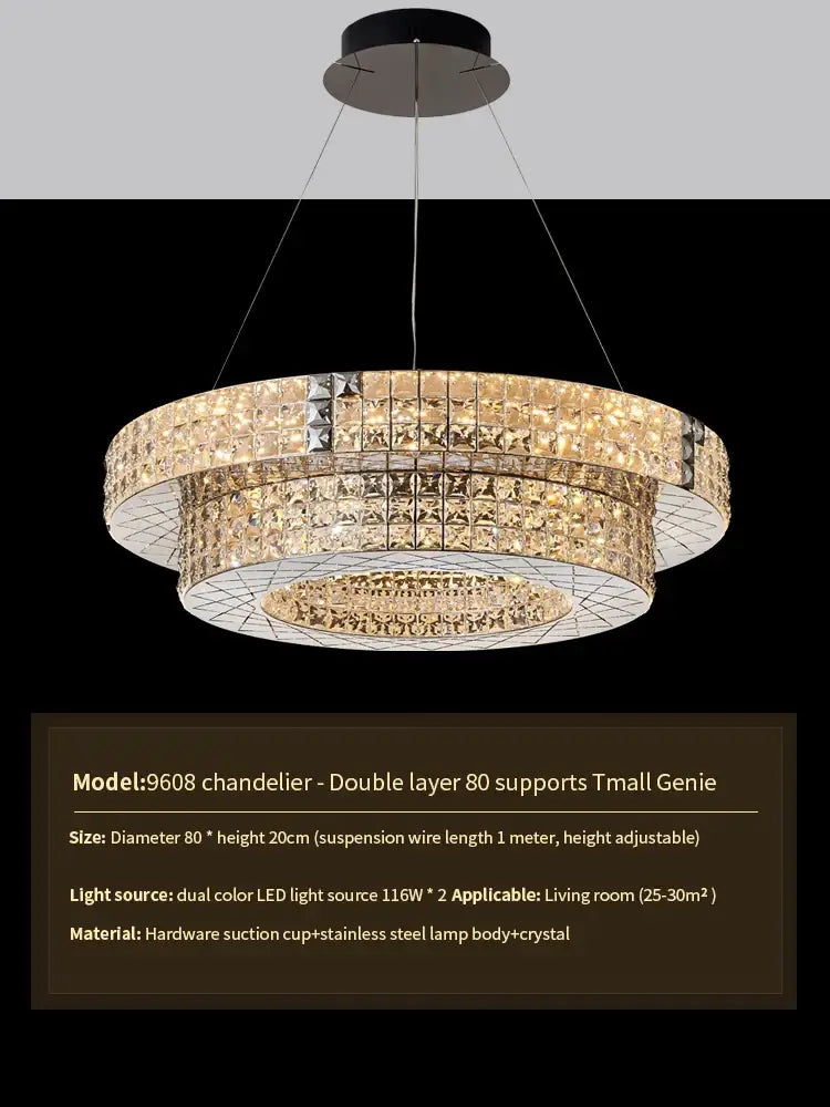 Modern gold double tier decorbites crystal chandelier living room light