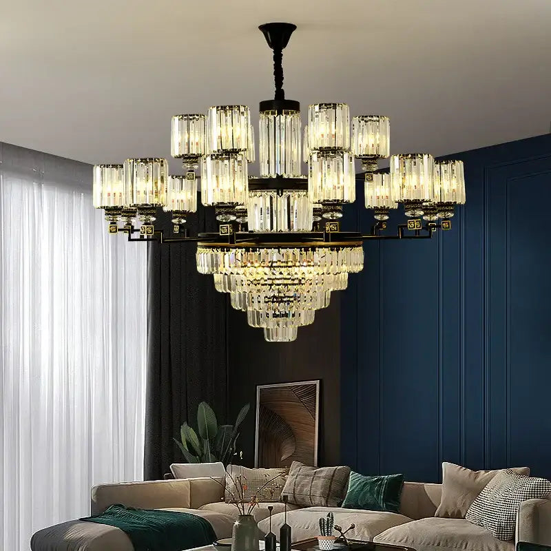 Decorbites crystal chandelier light black & gold dining room luxury
