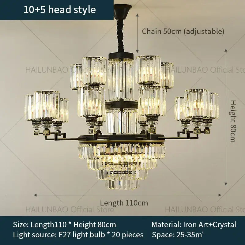 Decorbites crystal chandelier light black & gold dining room luxury